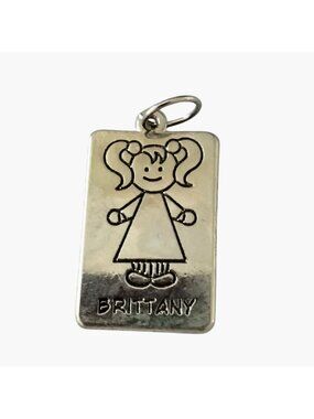 Girl Name Pendant Brittany Personalized Silver Tag Charm